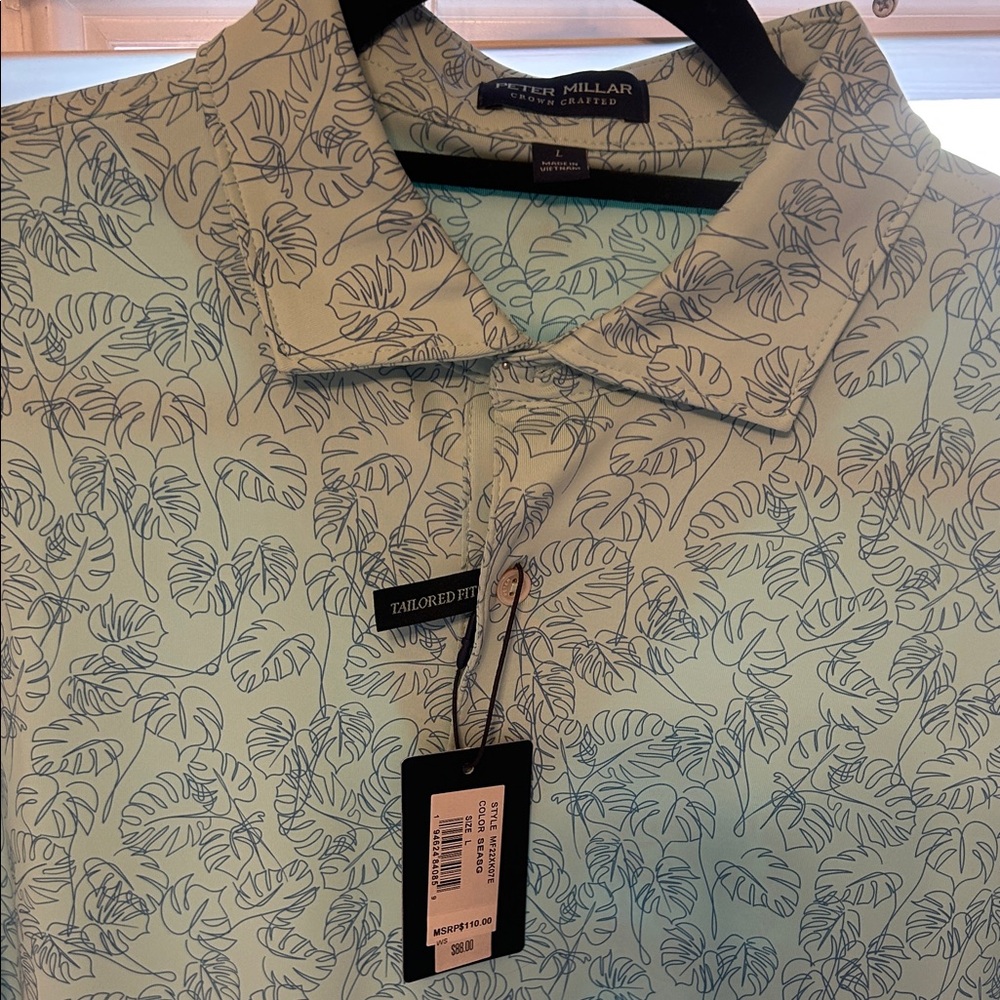 Peter Millar Mint Leaf Pattern Men's Shirt